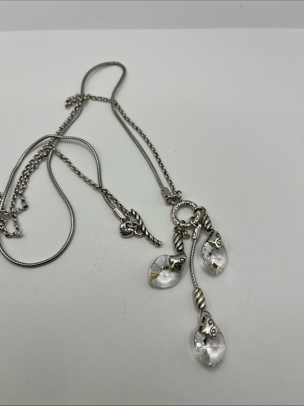 Brighton Kristall Heart Necklace Swarovski Crystals Double Chain Toggle Closure - Picture 7 of 12